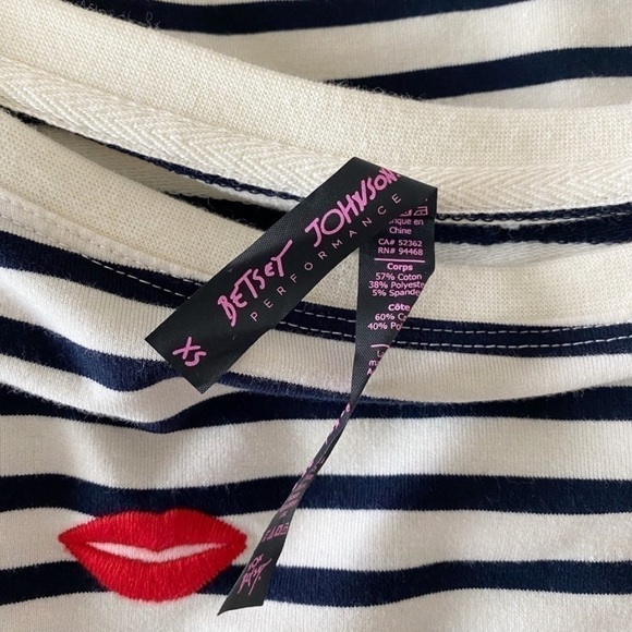 BETSEY JOHNSON Embroidered Kiss Striped Top SZ XS Sailor core - Picture 6 of 7